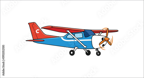 Cartoon illustration of a small single engine airplane in flight