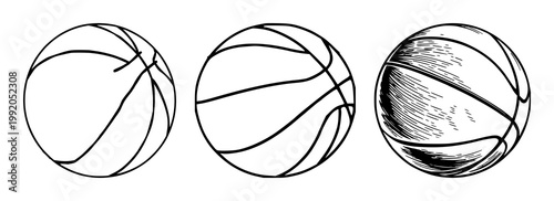 Basketball set with bold black line art on white background featuring basketball, sport, game with sports and recreation