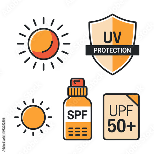 UV protection icons , UV protection icon set 