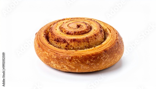 Delicious Cinnamon Roll Isolated on White Background.