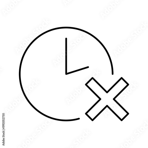 Expired Time Icon – Clock with Cross Line Design