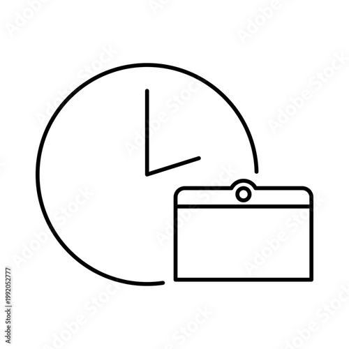 Schedule Management Icon – Calendar and Clock Line Design