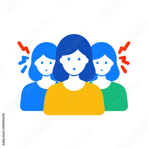 Group of Women Showing Stress and Anger Icons