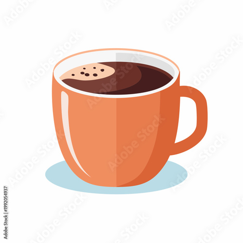 Orange Coffee Cup with Dark Beverage and Foam
