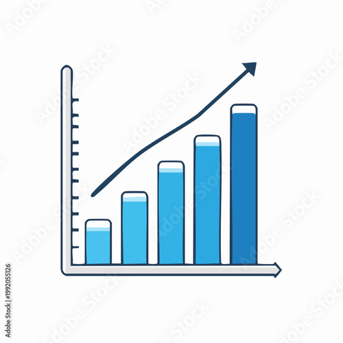 Doodle Bar Chart with Upward Trend Arrow