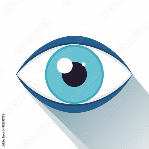 Stylized Eye Icon with Blue Iris and Shadow