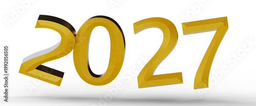 2027 in gold 3D effect text...