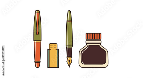 Ink pen and bottle stationery.
