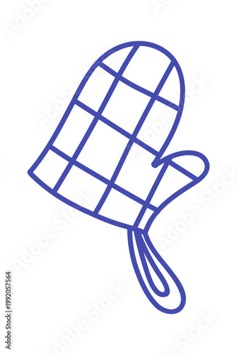 Oven Mitt Hanging Outline Line Art
