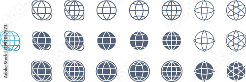 丸いインターネットマークの色んな形のアイコン素材セット