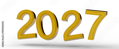 2027 text in 3D golden colo...