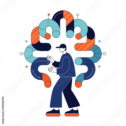Human collaboration abstract concept illustration with ai generated puzzle pieces