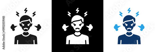 Anger Icon Set Glyph Vector Illustration