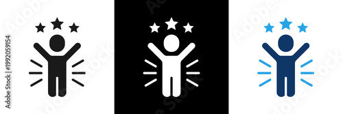 Confidence Icon Set Glyph Vector Illustration