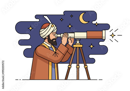 The person is wearing traditional clothing and a turban, suggesting a historical or cultural context.