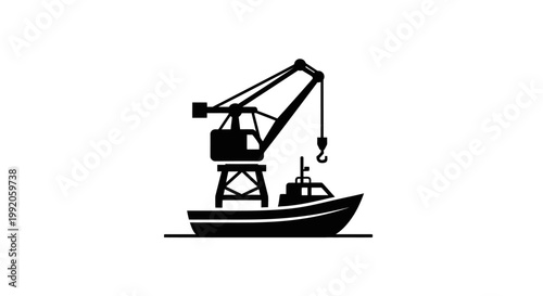 Black silhouette of a fishing boat.