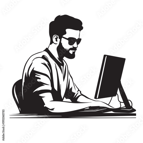 man working on laptop