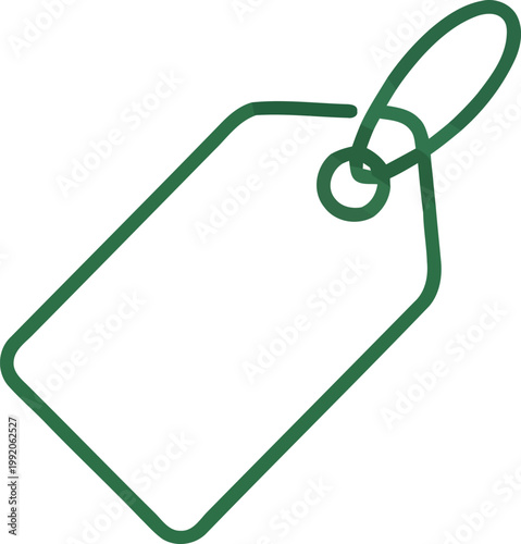 Green Minimalist Price Tag Outline Icon for Sustainable Retail Eco Friendly Labeling and E-commerce Discount Promotion