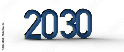 Bold blue 2030 text in 3D, ...