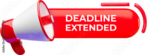 A 3D megaphone with a bright red banner and the text "Deadline Extended."