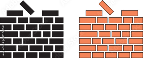 Brick wall icon vector. Construction symbol for masonry work, home building, and architectural structure . Vector Illustration.