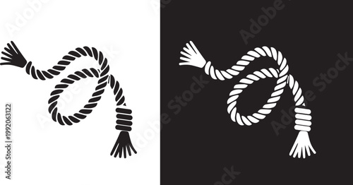 Rope icon, black and white vector illustration 