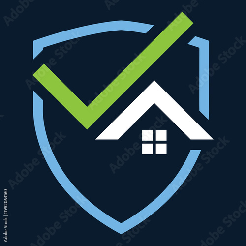 Shield Check Home Security Protection Real Estate Logo Design