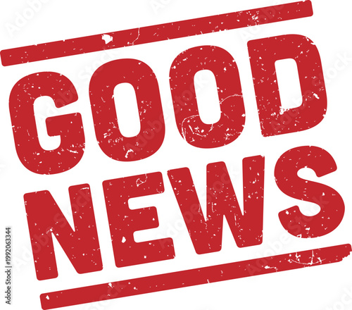 grungy scratched rubber stamp with text GOOD NEWS, vector illustration