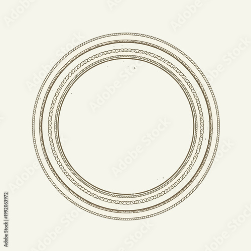 Ornate Rope Circle Frame, Decorative Border, Vintage Nautical Design Element