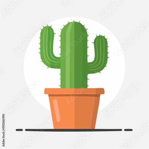 Potted Saguaro Cactus Illustration