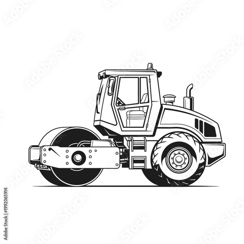 Road Roller Machine Illustration - Heavy Construction Equipment