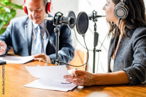 Tableau sur toile Professional podcast recording session setup