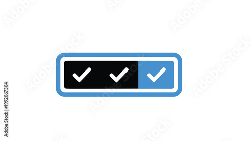 Vector graphic of checklist with three checkmarks in blue and black