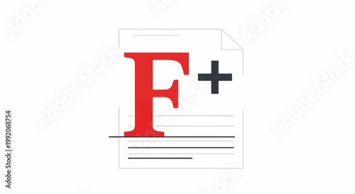 A large red F with a plus sign on a document