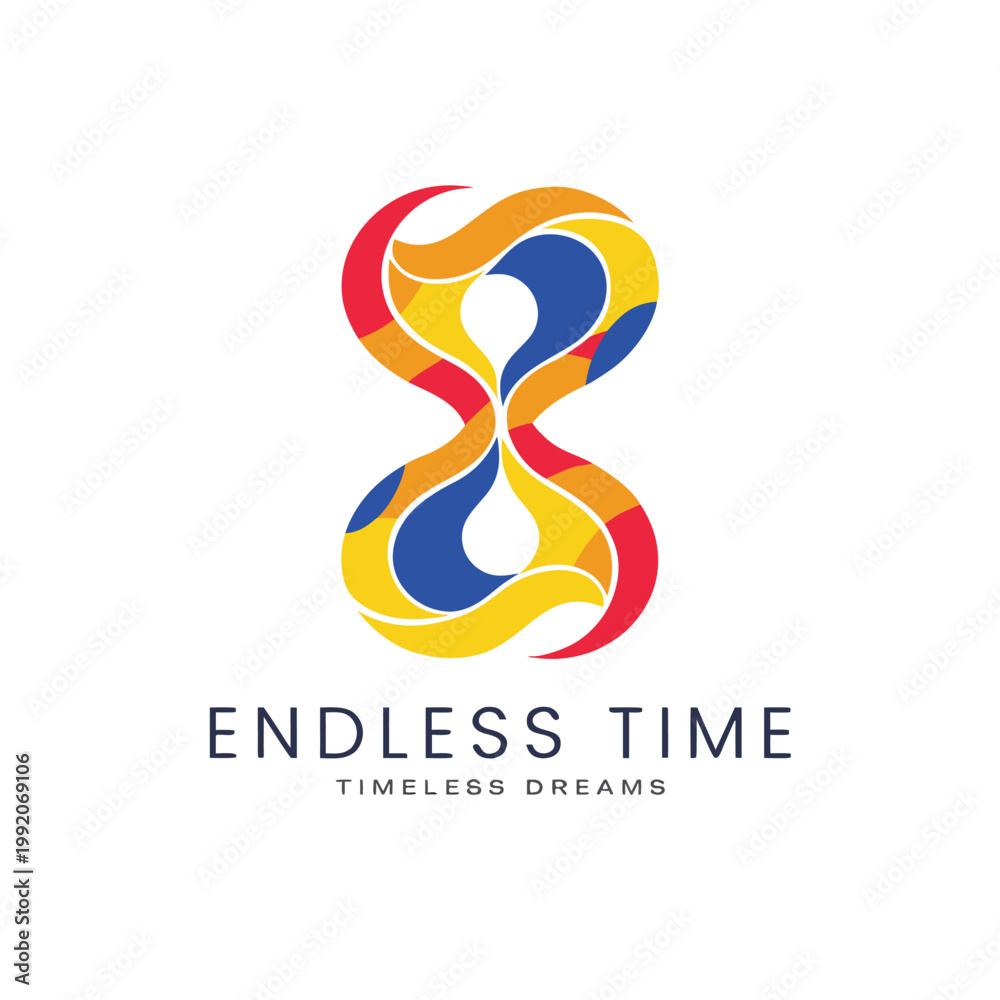 Obraz premium Minimal hourglass merged with infinity loop logo for time and continuity branding