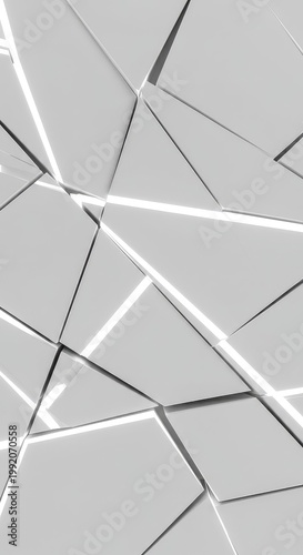 Abstract background featuring many pieces of bright white fragments creating a discontinuous and broken visual pattern, shattered, space, fracture