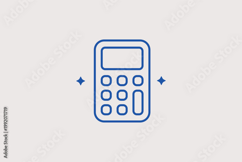 Office calculator icon for bookkeeping, tax preparation, and financial planning. Mathematical Vector Illustration for mortgage calculator tools and accounting service advertisements.