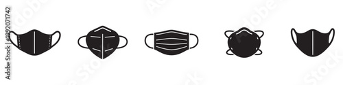 Medical face mask icon. Face mask icons set. Medical mask protection. Vector Illustration.
