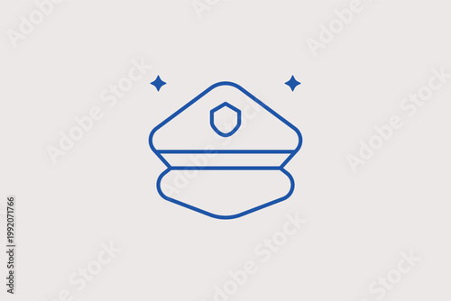 Police cap icon for law enforcement and financial crime investigation units. Regulatory Vector Illustration for anti-money laundering (AML) training and cybercrime police blogs.