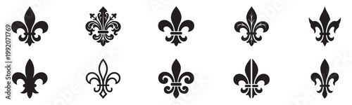 Fleur de lis icon set. Fleur de lis ornament icon design template. Vector Illustration. EPS 10