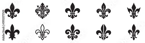 Fototapeta Fleur de lis icon set. Fleur de lis ornament icon design template. Vector Illustration. EPS 10