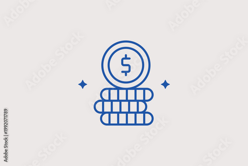 Stack of dollar coins icon for wealth accumulation and capital investment. Prosperous Vector Illustration for retirement fund growth charts and financial success stories.