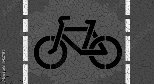 Isolated vector illustration of a black and white bicycle traffic sign featuring a wheel symbol to guide a cyclist riding for sport or exercise on the road