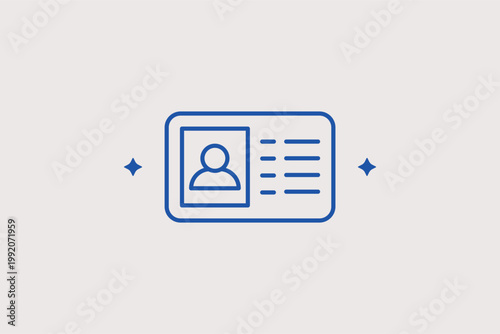 Personal identification card icon for user verification and KYC security protocols. Essential Vector Illustration for bank account opening instructions and identity protection services.