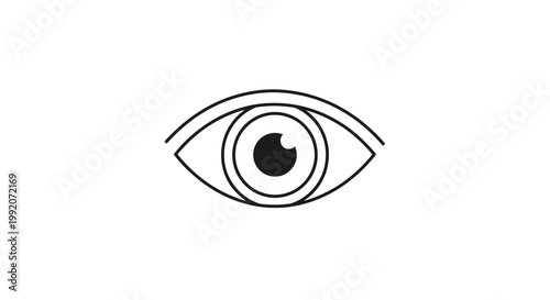 Black vector icon illustration of a human eye design featuring a detailed iris and eyelash symbol for vision and optic sight