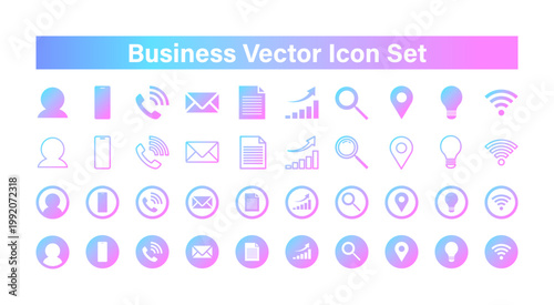 シンプルなビジネス向けアイコンセット ベクター素材