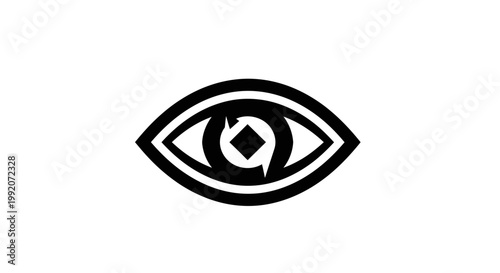 Human eye iris vector illustration featuring a black outline design for vision and optical sight symbol concepts