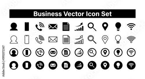 シンプルなビジネス向けアイコンセット ベクター素材