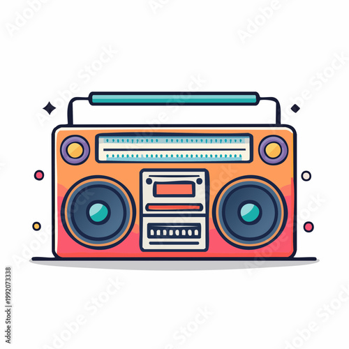 Retro Boombox with Speakers and Radio Tuner