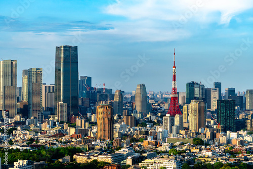 Sticker Tokyo skyline with Tokyo Tower at different times of day in Tokyo Japan